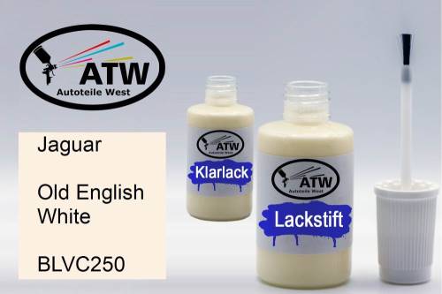 Jaguar, Old English White, BLVC250: 20ml Lackstift + 20ml Klarlack - Set, von ATW Autoteile West.